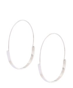 Minimal Style Oval Shaped Earrings EH701350 SILVER